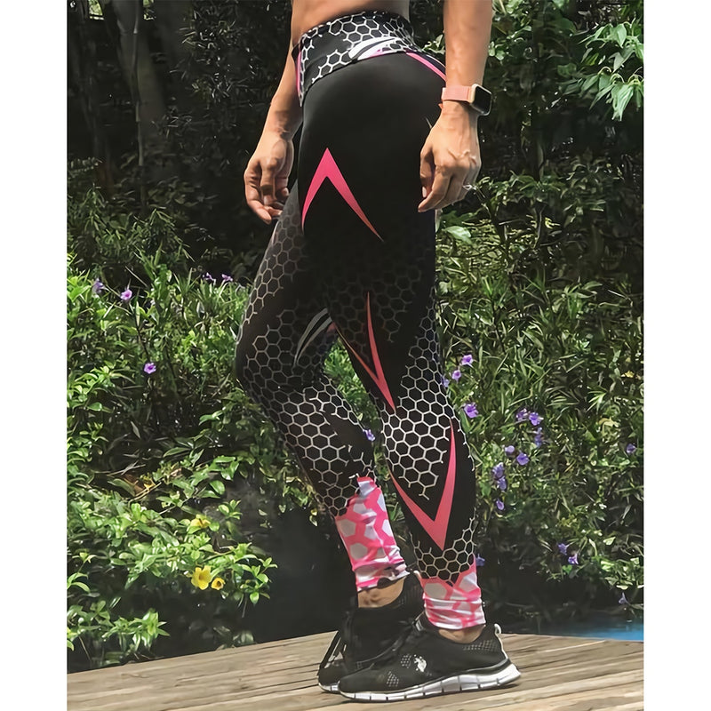 Workout Sporting Elastic Force Breathable Fitness Leggings Pattern Digital Printing Outdoor Sportswear Skinny Leggings For Women