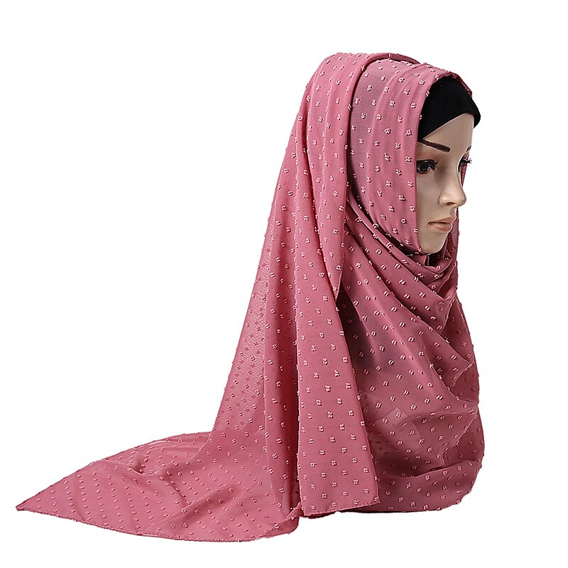 Luxuey Pom Pom Bubble Chiffon Hijab Scarf Women Long Shawl Wrap Muslim Headband Maxi Islamic Sjaal 180*70cm