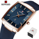 REWARD Top Brand Men's Watch Business Relogio Masculino Square Quartz Man Watch Men Wristwatch Full Steel Waterproof Male Watch