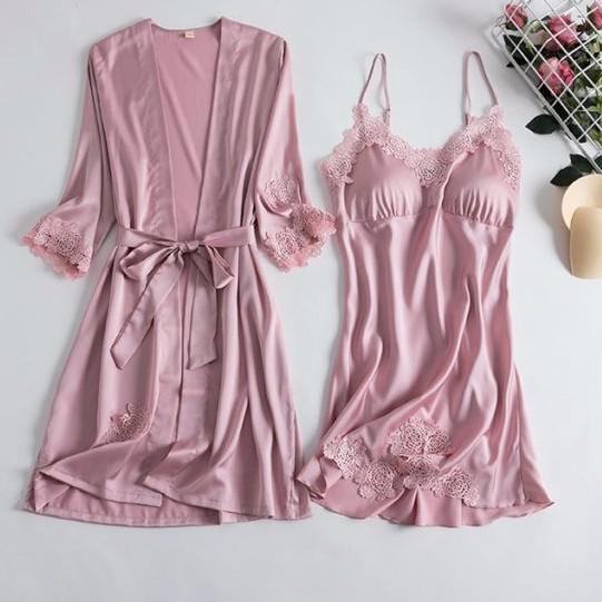 Sexy Print Braut Hochzeit Robe Set Weiche Nachtwäsche Damen Sommer Satin Nachtwäsche Bademantel Homewear Schlaf Set Kurzes Nachthemd