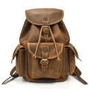 Vintage Crazy Horse Leather Men Backpack Unisex Cow Leather 14" Laptop Rucksack Women Thick Real Leather School Bag Casual Bag
