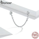 bamoer 925 Sterling Silver Simple Cross Safety Chain Charm for Original Silver Bracelet Charms with Silicone Stopper BSC362