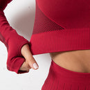 Conjuntos de 2 piezas para mujer, conjuntos de Yoga, ropa de gimnasio sin costuras, abrigo deportivo, mallas de cintura alta, traje deportivo para niña, ropa deportiva