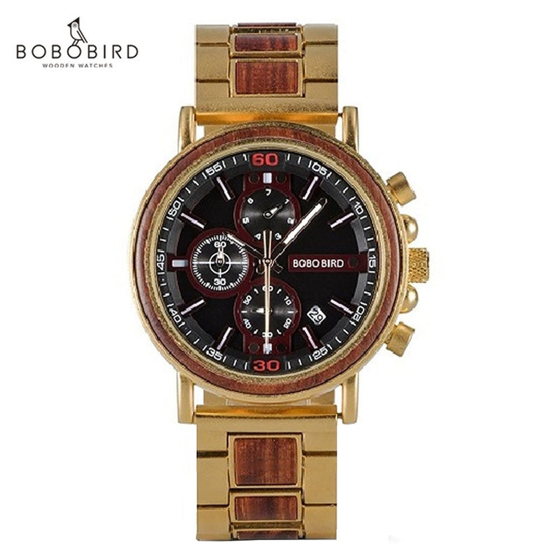 Bobo Bird Herrenuhren Armbanduhr für Herren Quarz Armbanduhren Male Chronograph Luminous Orologio Uomo Timepiece CustomGift