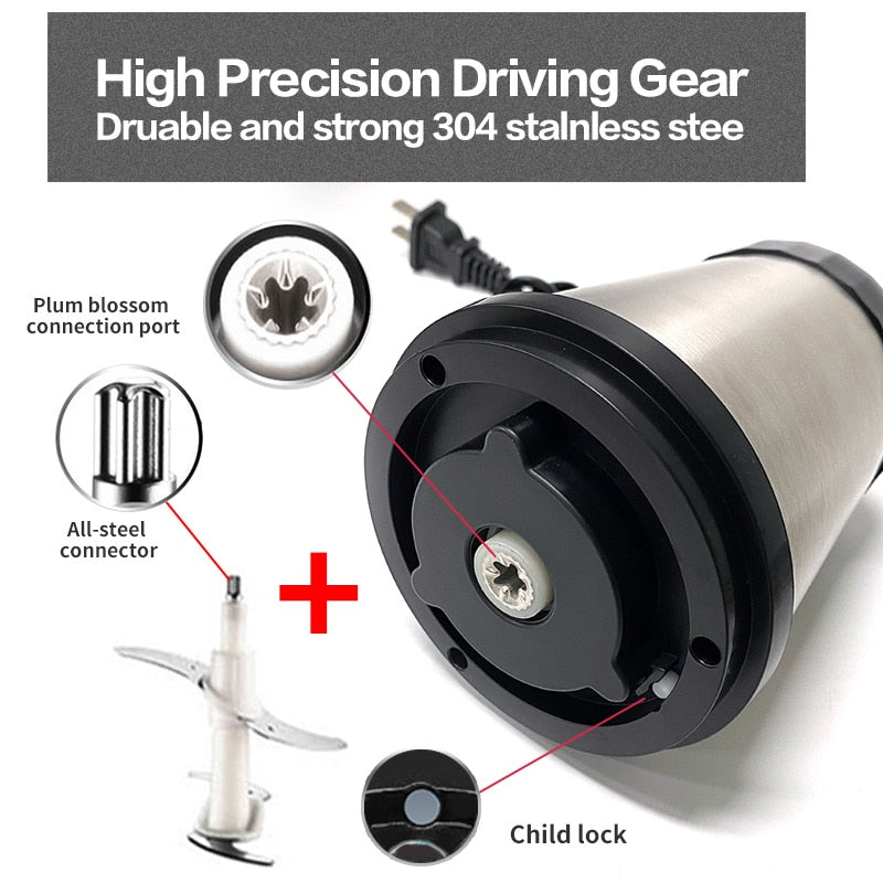 Picadora eléctrica de 2 velocidades VOA, picadora de carne de acero inoxidable, procesadora de alimentos, rebanadora, máquina de suplemento para bebés de 2 L de capacidad