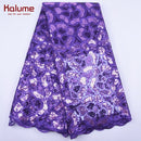 Kalume White African Tulle Lace Fabric Sequin 5 Yards 2021 Nigerian Mesh Lace Fabrics High Quality For Sew Wedding Cloth F1999