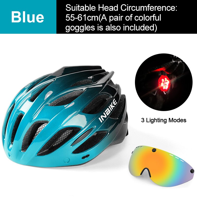 INBIKE Light Bicycle Helmet Safe Hat For Men Women Ultralight MTB Bike Helmet with Taillight Sport Riding Cycling Helmet IH19301