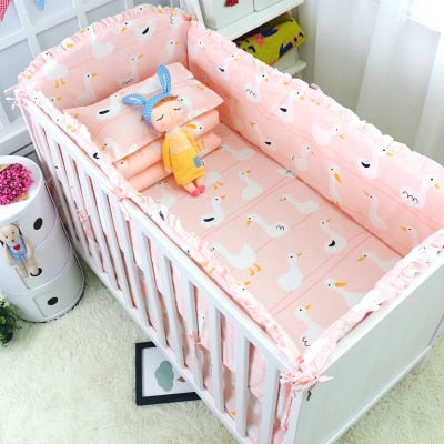 6Pcs Cartoon Baby Crib Bumpers Babies Bedding Sets Padded Baby Crib Rail Cot Bed Sheets Cotton  Customizable Baby Beddings Set