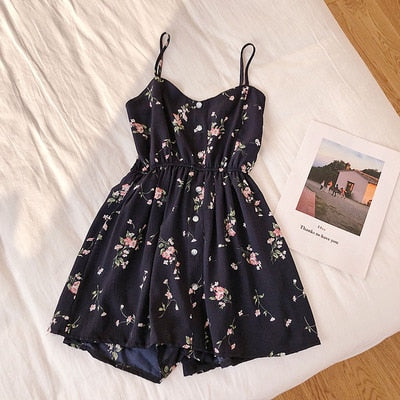 Floral Jumpsuits Women Beach Shorts Rompers New Summer Bohemian Print Overalls Fashion Women Slim High Waist Playsuits Femme