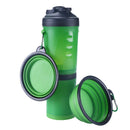 Botella de agua plegable portátil 2 en 1 para mascotas, contenedor de comida con cuenco plegable de silicona para mascotas, cuenco para viajes al aire libre, comedero para perros y gatos