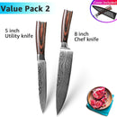 Kitchen Knife 1-9pcs Chef Knives 7CR17 440C High Carbon Stainless Steel Damascus Drawing Gyuto Cleaver Set Slicer Santoku Knife