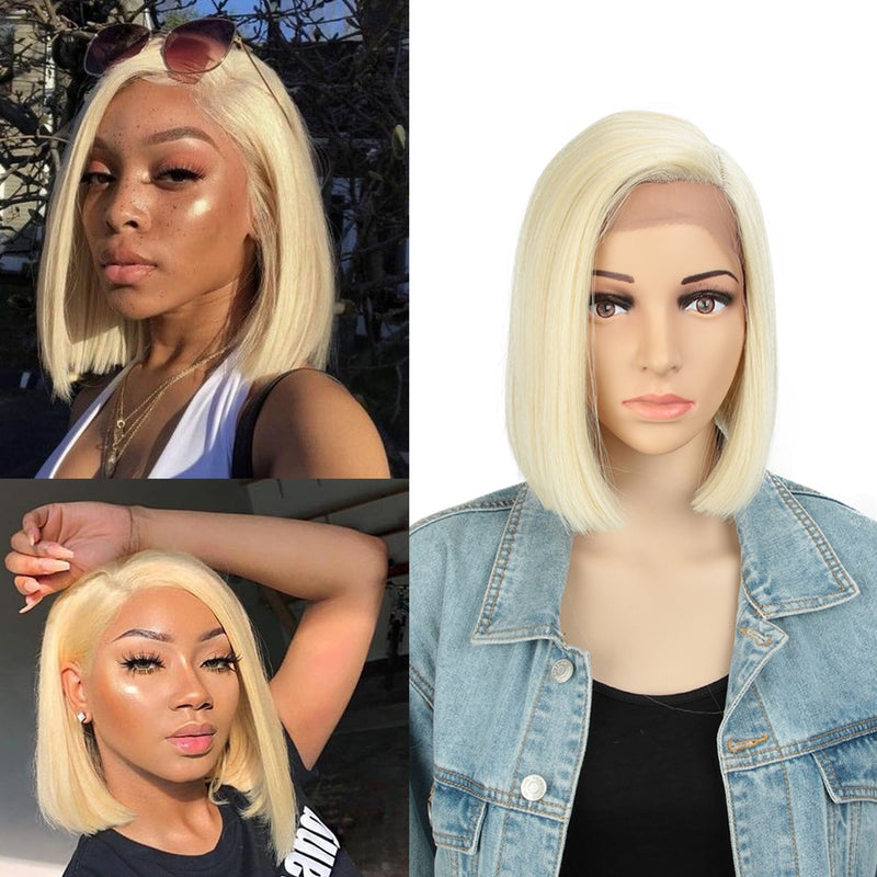 Bella Bob Wig Synthetic Lace Wig Short Blonde Bob Pink 613 Red Lemon Lace Short Hair 10-13 Inch Wigs For Women Lolita Cosplay