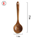 Vajilla de madera Natural de teca tailandesa, cuchara, cucharón, colador de arroz largo, espumadera para sopa, cucharas de cocina, juego de utensilios de cocina