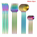 Black Tableware Forks Knives Spoons Cutlery Dinner Set Stainless Steel Cutlery Set Kitchen Flatware Set 16Pcs Luxury Dinnerware
