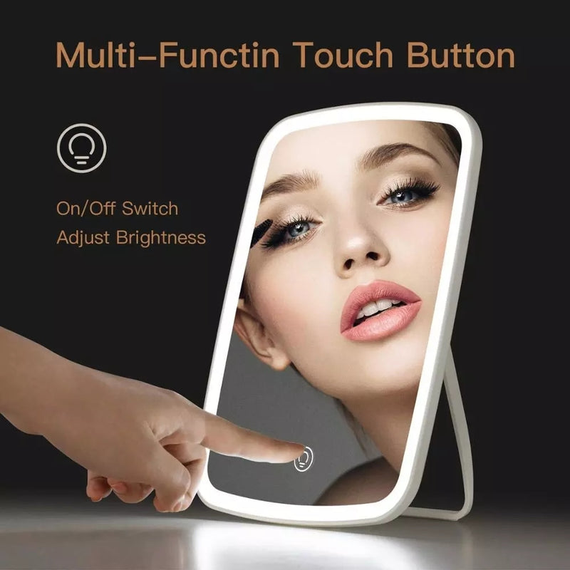 Youpin JORDAN&amp;JUDY LED-Schminkspiegel Intelligenter tragbarer Desktop-Damen-Make-up-Licht-einstellbarer rechteckiger Spiegel für Frauen und Mädchen