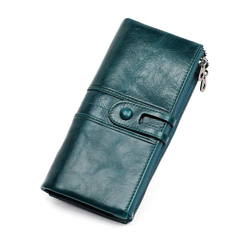 High Quality Cow Leather RFID Wallet Women Hasp Zipper Walets Genuine Leather Female Purse Long Womens Wallets Ladies Clutch