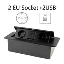 Desktop Socket Table Outlet 2 3 DE EU FR Socket With USB Charging Slow Pop Up Black Silver Aluminum Alloy Cover For Meeting Room
