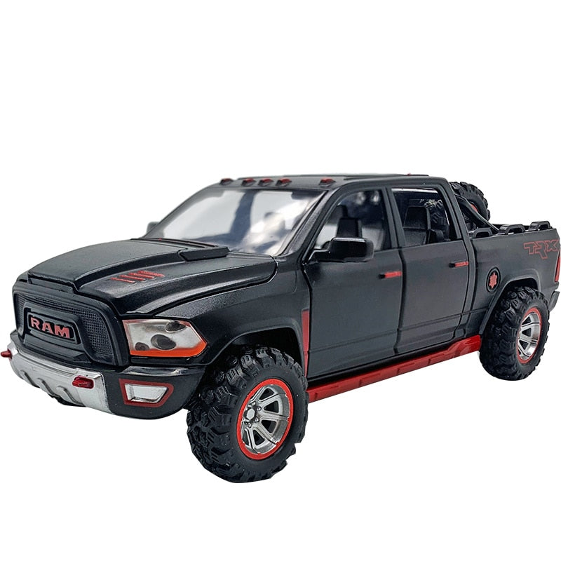 1:32 Simulation Alloy Car Model New Dodge Ram TRX Pickup Metal Car Model Sound And Light Pull Back Childs Boy Toy Car Gifts