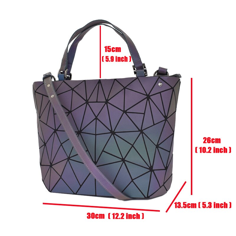 Neue Luminous Messenger Bags Frauen Bao Bag Diamond Tote Geometry Umhängetaschen Nachtleuchtende Laser Plain Folding Bag Handtaschen bolso