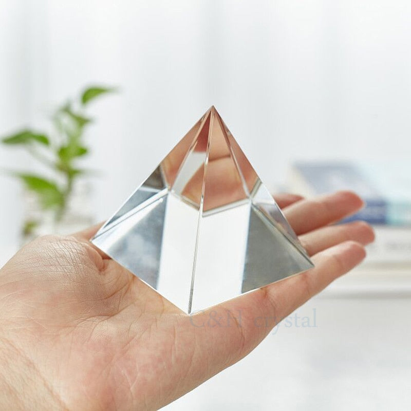 8CM K9 AAA Kristallglas Pyramide Briefbeschwerer Naturstein und 3,1 Zoll Mineralien Kristalle Fengshui Figur für Home Office Decor