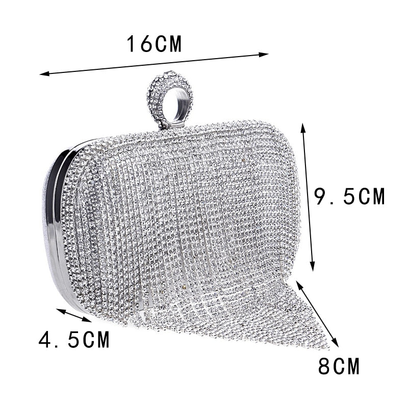 GLOIG moda mujer borla bolsos de noche diamantes con cuentas embrague boda bolso hombro fiesta damas caso monedero