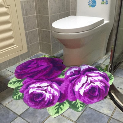 New arrival hot sale beautiful and soft rose rug for bathroom rose rug for stool rug  for stool