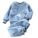 Children Sleepwears Winter Flannel Velvet Pajamas Sets Baby Girls Pajamas Boys Pyjamas Cartoon Nightgown Warm Plush Nightclothes