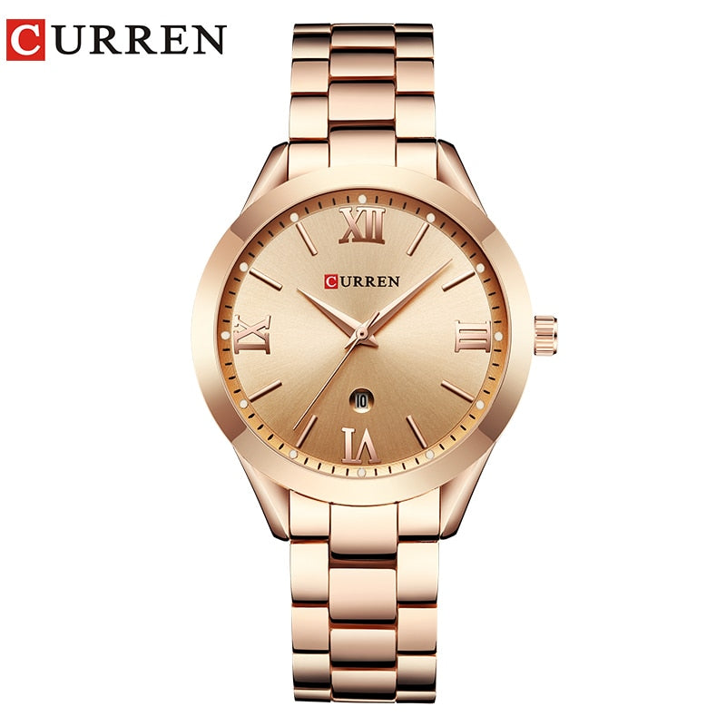 CURREN Uhr Frauen Top Marke Quarz Weibliche Armband Uhren Edelstahl Armbanduhr Für Damen Reloj Mujer Geschenk Rose Gold