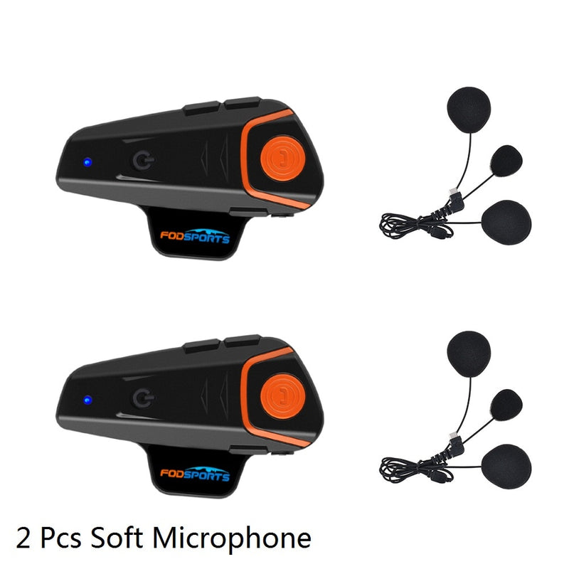 Fodsports BT-S2 Pro, intercomunicador para casco de motocicleta, auricular inalámbrico bluetooth para motocicleta, resistente al agua, 1000m, BT, interfono, FM, tipo C