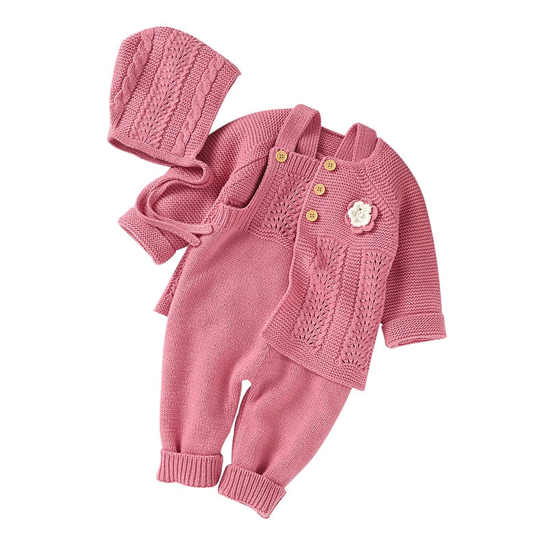 Baby Rompers Autumn Winter Toddler Jumpsuits Infant Tops Clothing  Long Sleeve Newborn Girl Kids Onesies Solid Ribbed Knitted