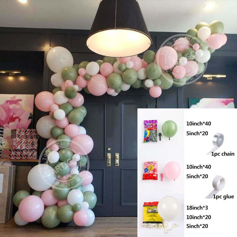 1set Retro grüner Ballon Garland Arch Kit Avocado grüner Ballon Hochzeit Geburtstag Party Dekorationen Babyparty Kinder Dekoration