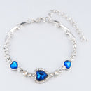 2020 New Korean Fashion Jewelry Crystal Heart Charm Bracelets &amp; Bangles Pulseiras Blue Rhinestone Bracelets For Women