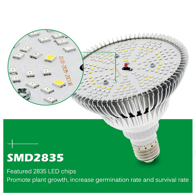 250W LED Grow Light Bulb E27 LED Plant Bulb 200 LEDs Sunlike Full Spectrum Grow Lights for Indoor Plants Vegetables and Seedling