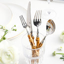 20Pcs 5Pcs Creative Nature Bamboo Cutlery Set 304 Stainless Steel Steak Cutlery Tableware set Spoon and Fork Hign-end Quality