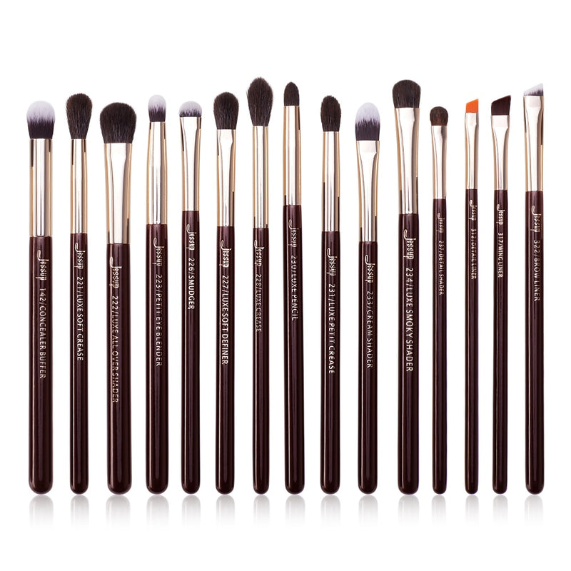 Jessup Makeup Brushes Set 15pcs Eye Brushes set Natural-synthetic Eyeshadow Eyeliner Eyebrow Blending Pearl White T217