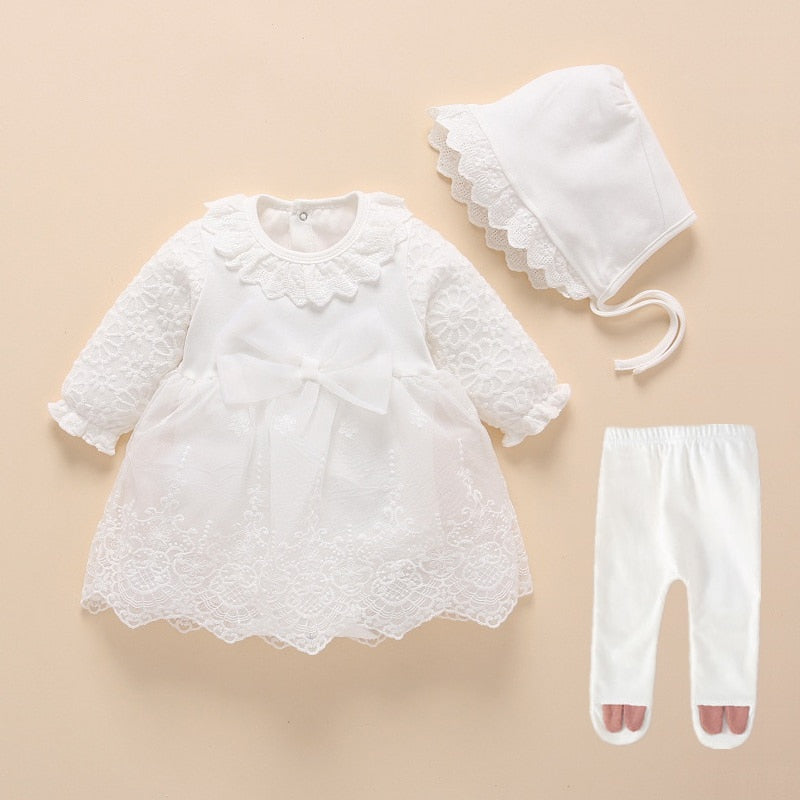 Vestido de bautismo para bebé, lazo 2022, vestidos y ropa para niñas recién nacidas, vestido blanco como la nieve para bebé, vestido de cumpleaños para niña de 1 año
