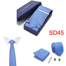Gift Box 38 styles Tie Set Hanky Cufflinks With Gift Box Jacquard Woven Neckties Set For Men Wedding Party Lots of  accessories