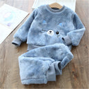 Children Sleepwears Winter Flannel Velvet Pajamas Sets Baby Girls Pajamas Boys Pyjamas Cartoon Nightgown Warm Plush Nightclothes