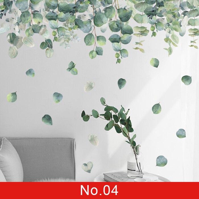 24 styles Plants Series Wall Stickers for Living room Bedroom Green Leaves Removable Wall Decals Vinyl DIY Eco-friendly Murals
