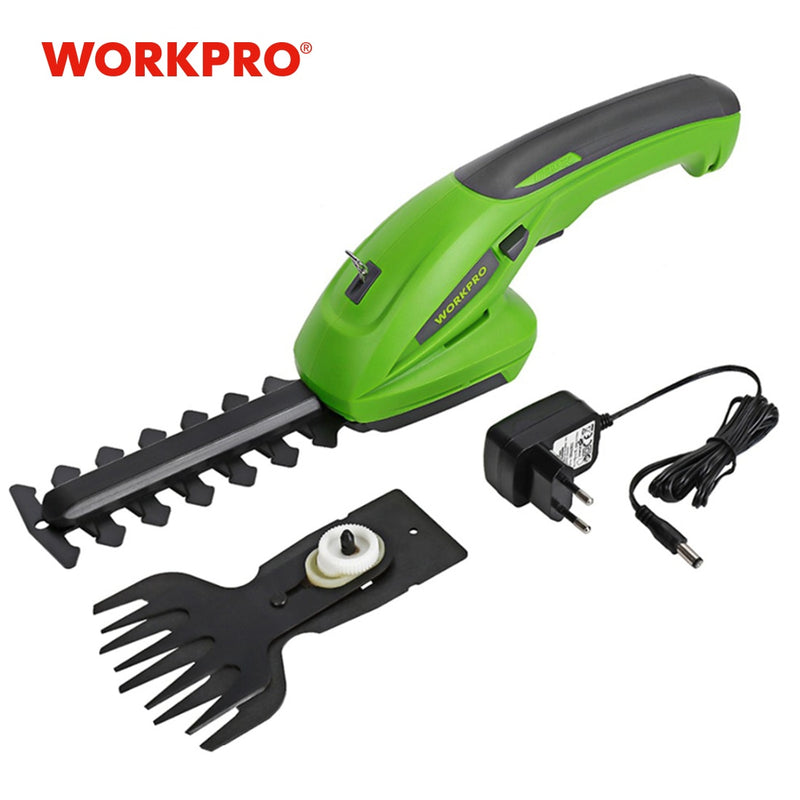 WORKPRO 3.6-7.2V Electric Trimmer 2 in 1 Lithium-ion Cordless Garden Tools Hedge Trimmer Rechargeable Hedge Trimmers for Grass