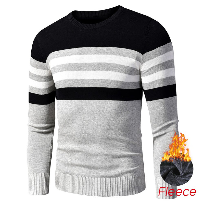 4XL Men 2020 Autumn New Casual Striped Thick Fleece Cotton Sweater Pullovers Men Outfit Fashion Vintage O-Neck Coat Sweater Men