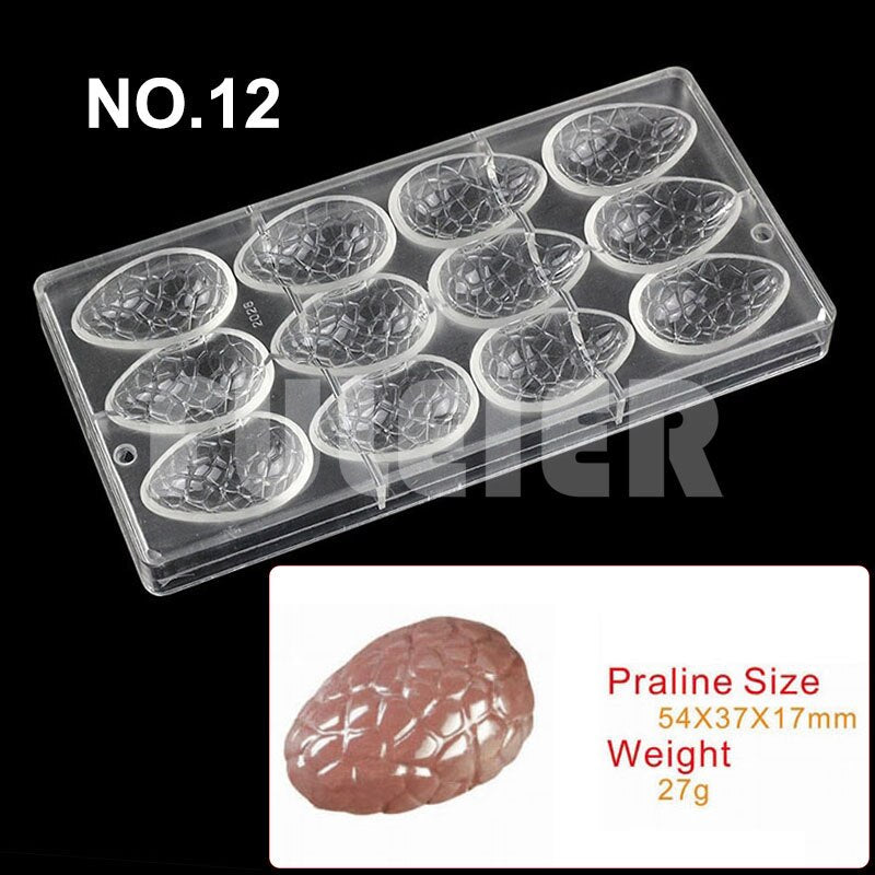 20 style Polycarbonate Chocolate Mold 3D heart ,eggs,cub ect.  Chocolate Candy Bars Molds baking  pastry Confectionery tools