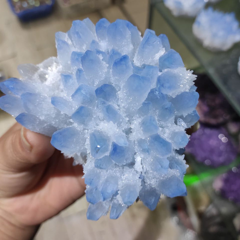 Espécimen de racimo de cristal de cuarzo fantasma fantasma azul hermoso raro 300-700g