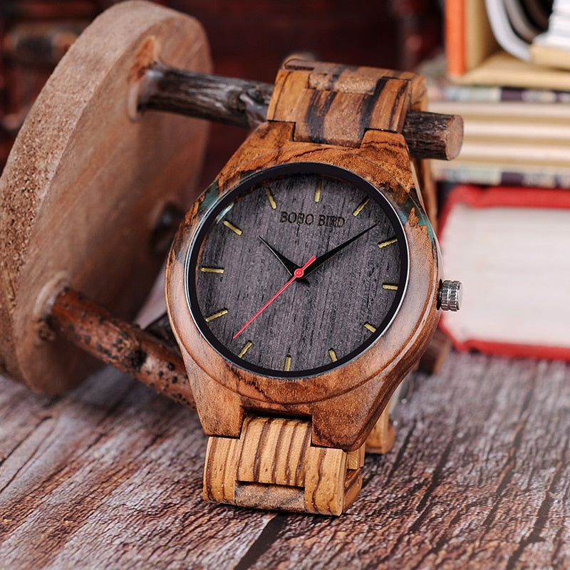 BOBO BIRD Wood Men Watch erkek kol saati Fashion Luxury Design Watches Women Wooden and Agate Inlay Case relogio masculino V-Q05