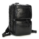 Mochila para ordenador portátil de cuero genuino para hombre, bolso de negocios de cuero Crazy Horse de 15 "para PC, bolsos de hombro de cuero de vaca de 3 usos, bolso de trabajo de 3 capas