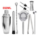 UPORS Stainless Steel Cocktail Set 550ml/750ml Cocktail Shaker Set with Muddler Jigger Bar Spoon Ice Tong Bartender Kit Bar Set