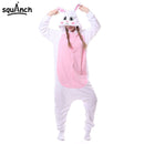 6 Models Rabbits Onesie Cute Kigurumis Pink White Polar Fleece Animal Pajama Bunny Suit Carnival Holiday Outfit Winter Sleepwear