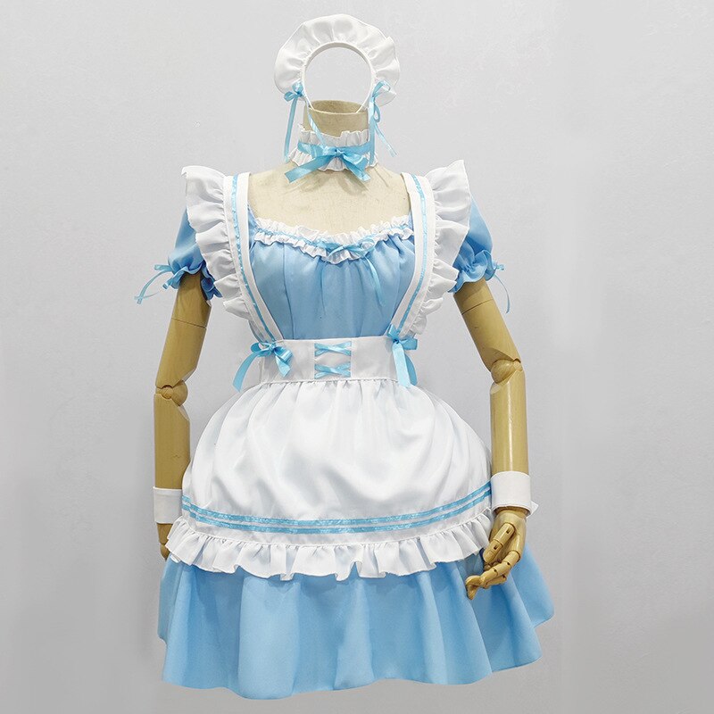 Amine Black Cute Lolita French Maid Cosplay Costume Dress Girls Woman Waitress Maid Party Stage Costumes