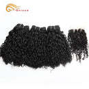 Brazilian Pixie Curls Human Hair Weave Bundles Hair Extensions Ombre Bundles With Closure 1B/30 Remy Hair Bundles With Closure