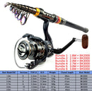 Carbon Fiber Spinning Fishing Rod and 13BB Fishing Reel Combo Telescopic Fishing Pole Spinning Reel Kit